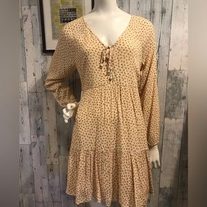 NWT American Eagle Outfitters butter yellow floral boho dress.